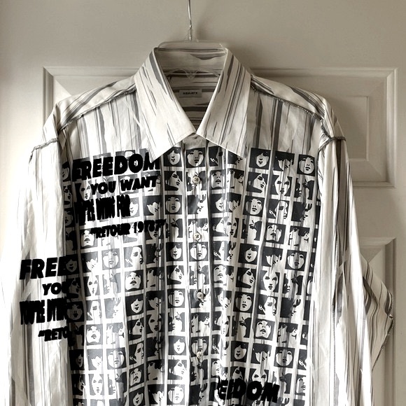 Henley’s Men’s Long Sleeve Cotton Graphic Shirt White/Gray/Black Size XL - Picture 3 of 15